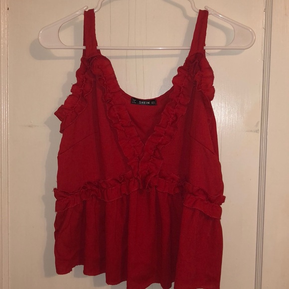 Red Flowy Crop Top - Picture 1 of 2